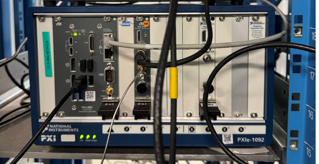 Figure 4 PXIe-1092 chassis with installed FPGA digitizer modules used for real-time signal generation and acquisition