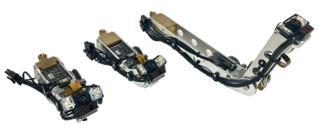 Inspection arm types to inspect three different cavities (Image: CERN/Sergio Di Giovannantonio).